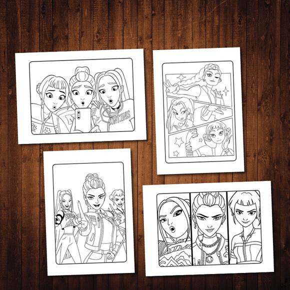 Livro de Colorir Guerreiras do Kpop 15x21cm Lapis de Cor