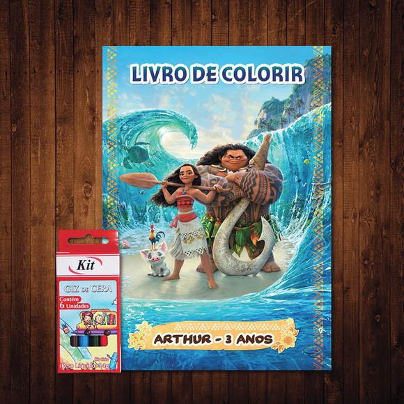 Livro de Colorir Moana e Maui Giz de Cera