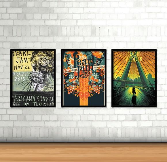 Pearl Jam / Kit 3 Quadros / 40x60cm