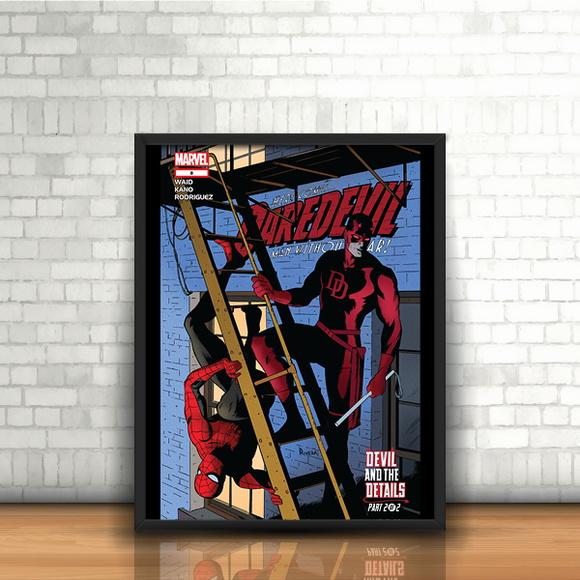 Quadro / Demolidor e Homem Aranha / 20x30cm / com Vidro