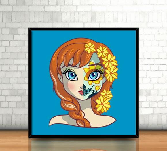 Quadro Anna (Frozen) /Catrina (20x20cm)