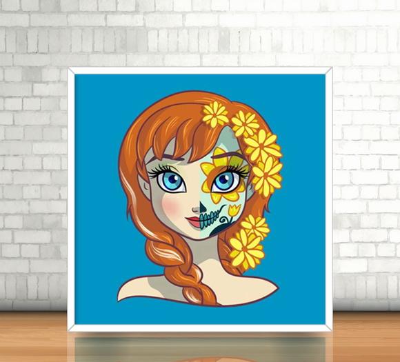 Quadro Anna (Frozen) /Catrina (20x20cm)