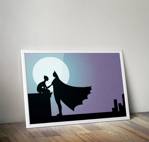 Quadro Batman & Mulher Gato