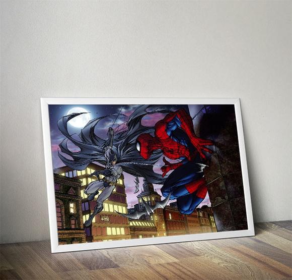 Quadro Batman vs Homem-Aranha