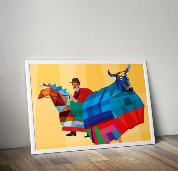 Quadro Boi-de-mamão / 20x30cm / Com Vidro