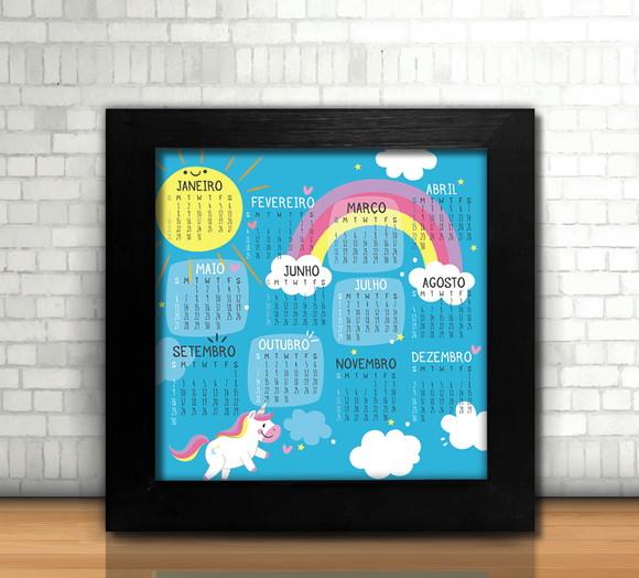 Quadro Calendário Unicórnio