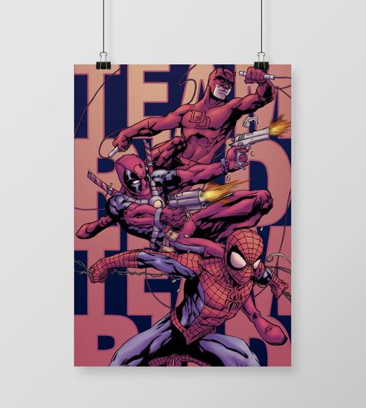 Quadro Daredevil, Deadpool & Spiderman