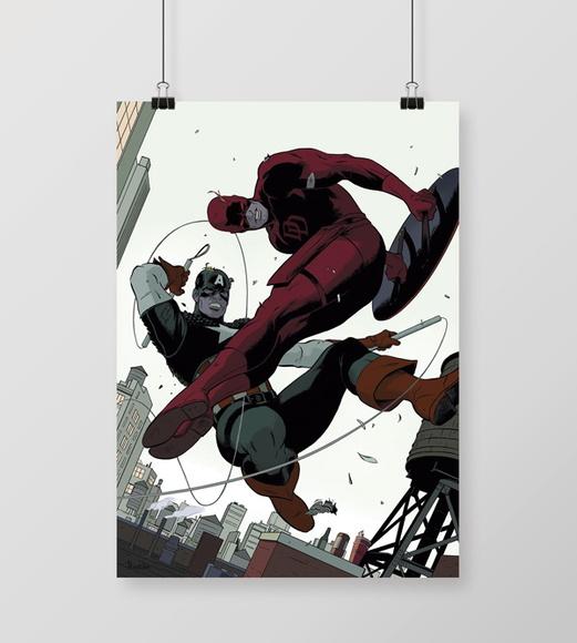 Quadro Demolidor vs Capitão América
