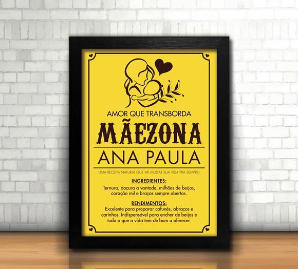 Quadro Dia das Mães / Mãezona / 20x30cm / Com Vidro