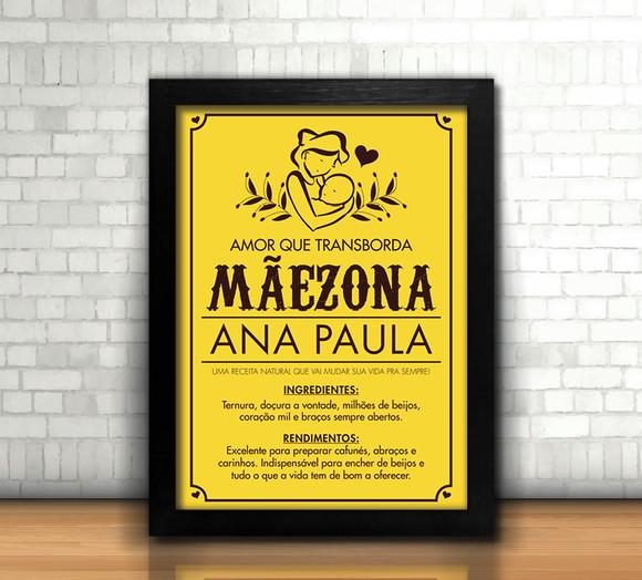 Quadro Dia das Mães / Mãezona / 20x30cm / Com Vidro