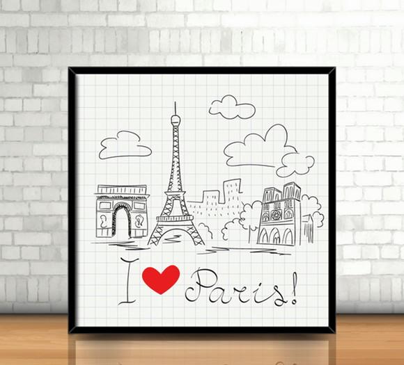 Quadro I Love Paris (20x20cm)