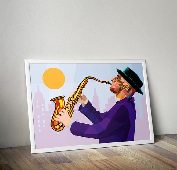 Quadro Jazz Na Cidade / 20x30cm / Com Vidro