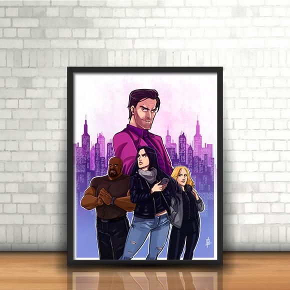 Quadro Jessica Jones e Luke Cage