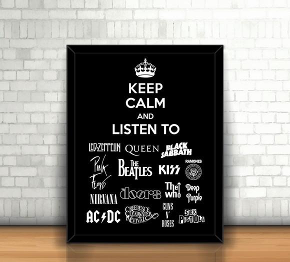 Quadro Keep Calm and Listen to Rock