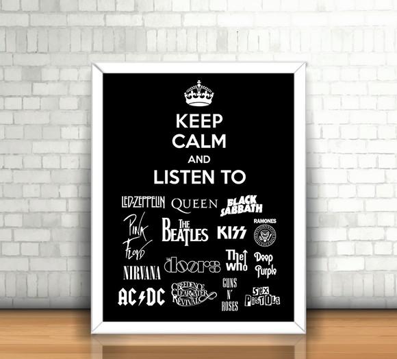 Quadro Keep Calm and Listen to Rock