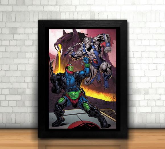 Quadro Mandibula vs Panthro / He-Man / 20x30cm / com vidro