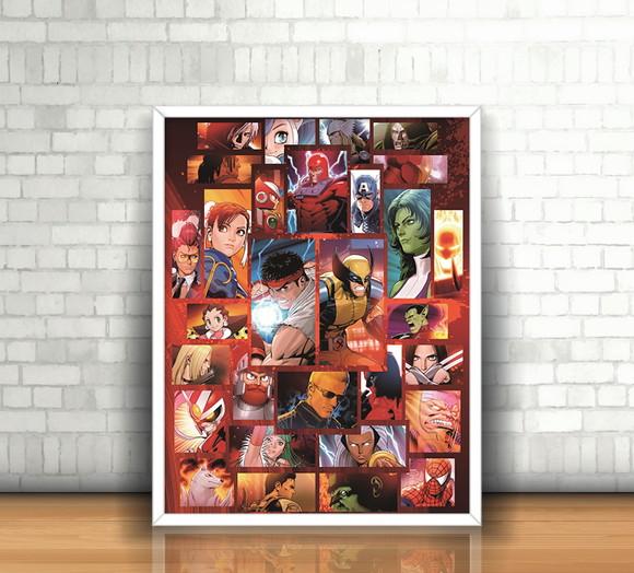 Quadro Marvel vs Capcom / 20x30cm / Com Vidro