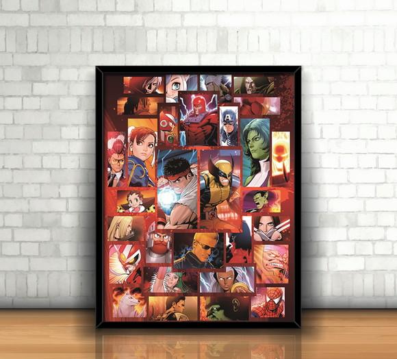 Quadro Marvel vs Capcom / 20x30cm / Com Vidro