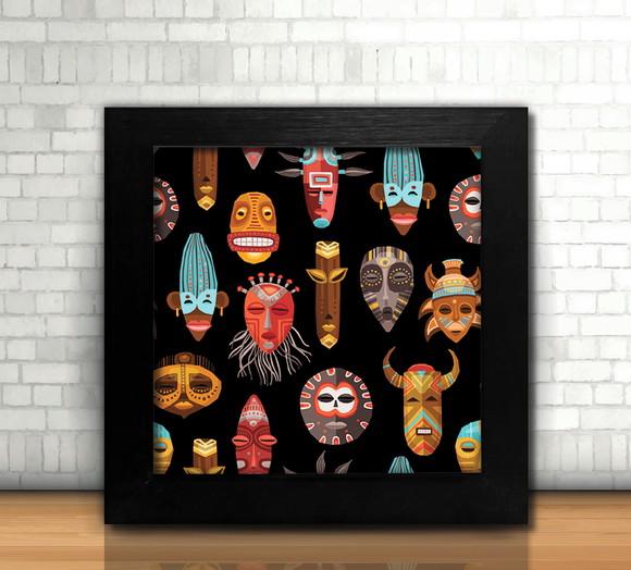 Quadro Máscaras Tribais (20x20cm)