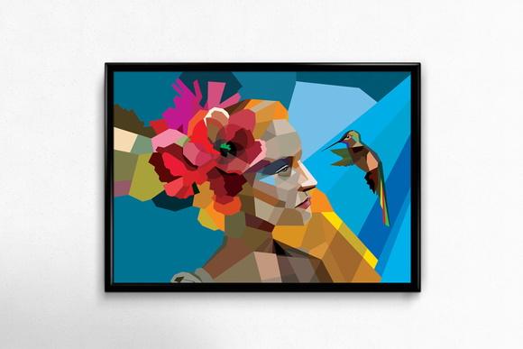 Quadro Moça e o Colibri