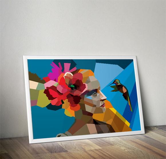 Quadro Moça e o Colibri