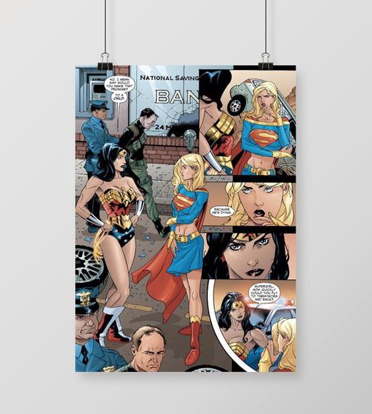 Quadro Mulher Maravilha e Supergirl