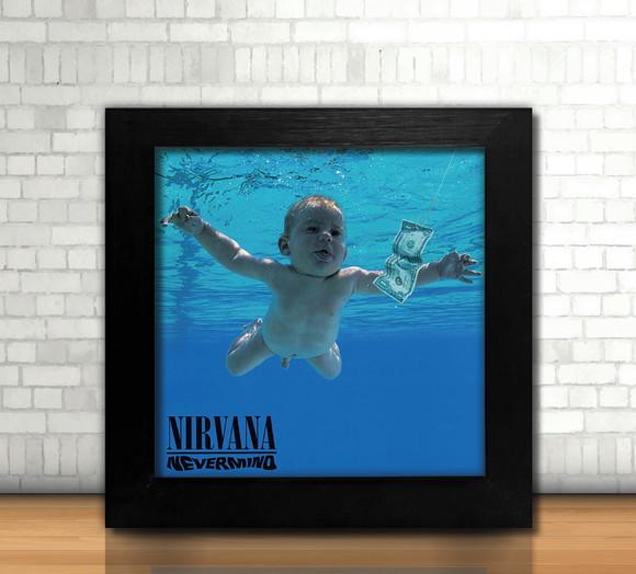 Quadro Nevermind / Nirvana / 20x20cm / Com Vidro