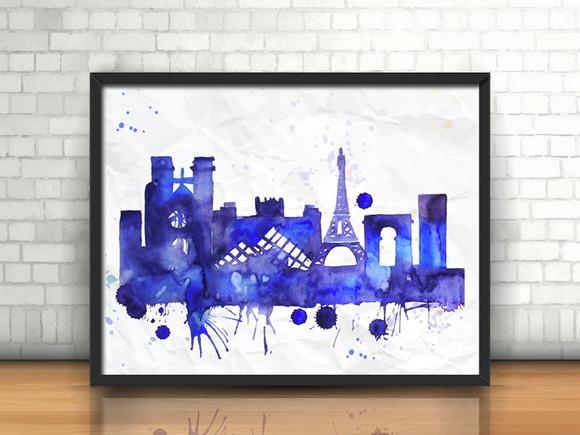 Quadro Paris / Watercolor / Skyline