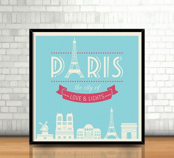 Quadro Paris Love & Lights (20x20cm)