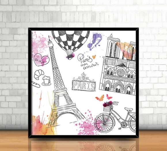 Quadro Paris mon Amour (20x20cm)