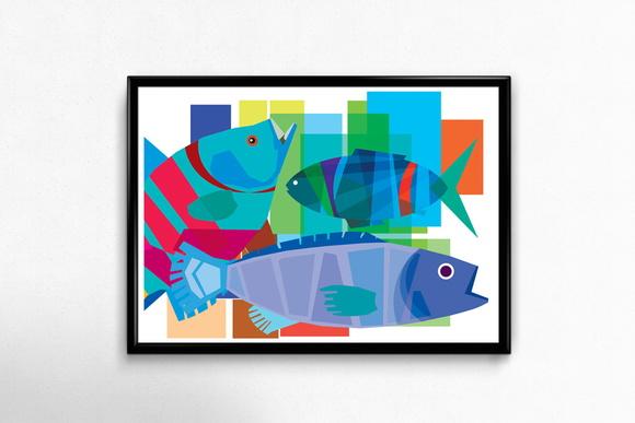 Quadro Peixes / 20x30cm / Com Vidro