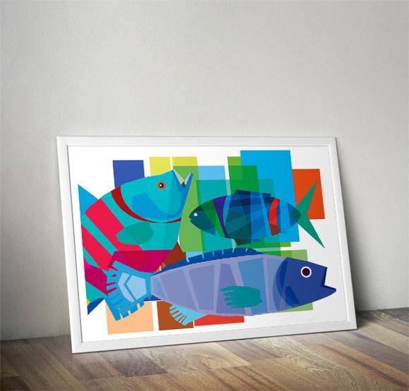 Quadro Peixes / 20x30cm / Com Vidro