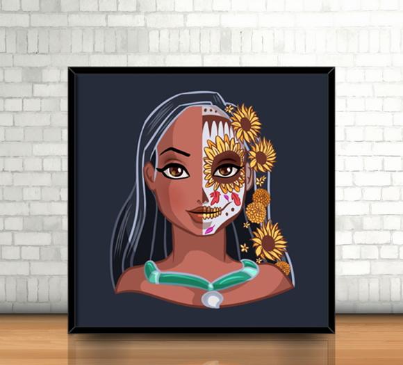 Quadro Pocahontas/Catrina (20x20cm)