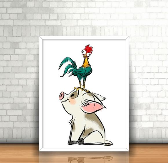 Quadro Pua & Hei Hei / Moana