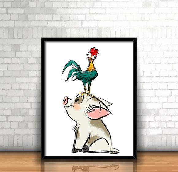 Quadro Pua & Hei Hei / Moana