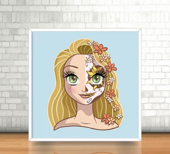 Quadro Rapunzel/Catrina (20x20cm)