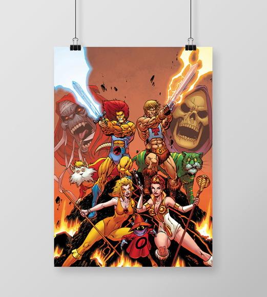 Quadro ThunderCats & He-Man / 20x30cm / com vidro