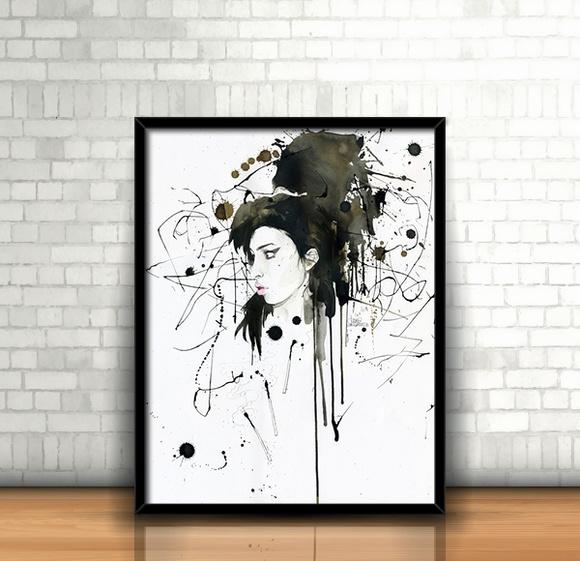 Quadro Watercolor / Amy Winehouse