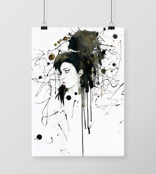 Quadro Watercolor / Amy Winehouse