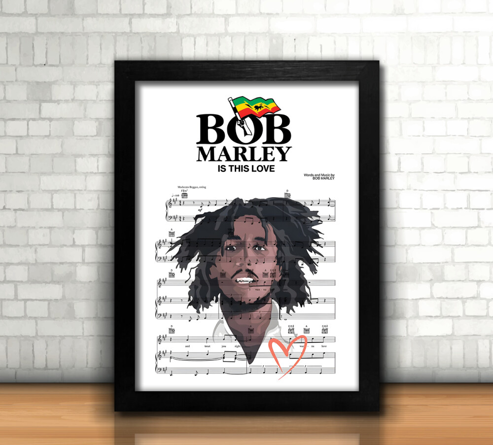 Bob Marley Rei do Reggae / Quadro / 20x30cm / com Vidro