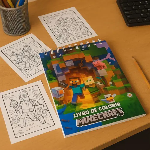 Arquivo Digital Minecraft Livro de Colorir Estilo Goods