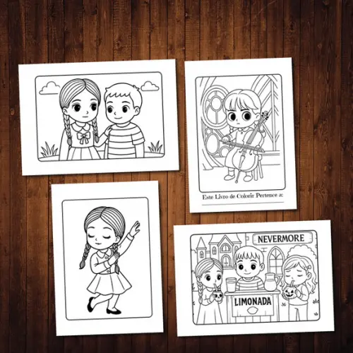 Arquivo Digital Wandinha Livro de Colorir Estilo Goods