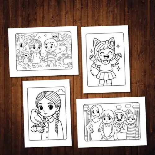 Arquivo Digital Wandinha Livro de Colorir Estilo Goods