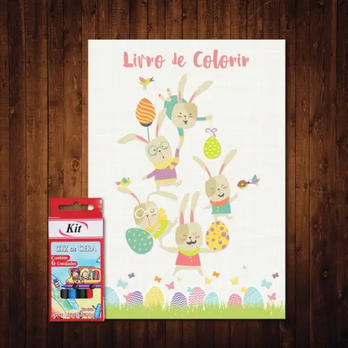 Coelhinho da Páscoa / Livro de Colorir / Giz de Cera