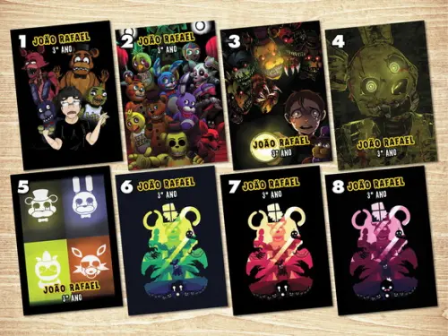 Five Nights At Freddy's / Adesivo Capa Caderno / A4