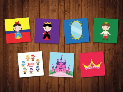 Jogo da Memória / Branca de Neve / 7 Pares / Caixa MDF