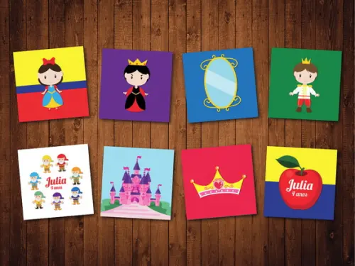 Jogo da Memória / Branca de Neve / 8 pares / Caixa Acrílico