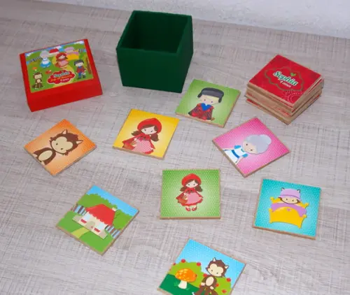 Jogo da Memória / Chapeuzinho Vermelho / 7 Pares / Caixa mdf