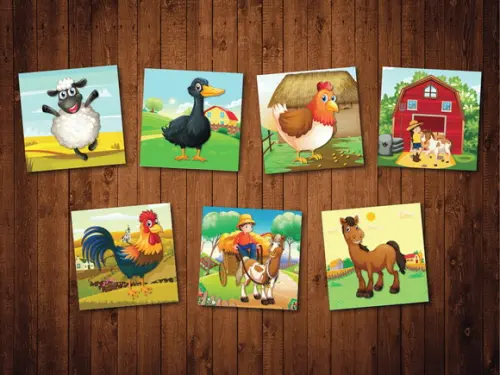 Jogo Da Memoria / Fazendinha / 7 Pares / Caixa Mdf