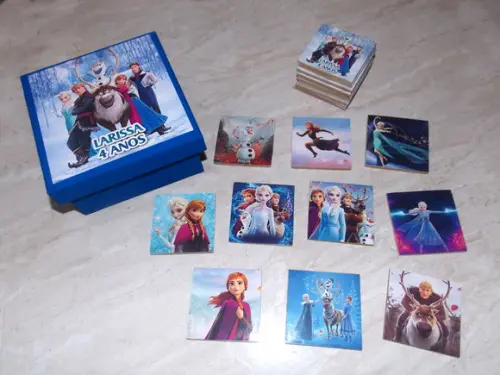 Jogo Da Memória / Frozen / 10 Pares / Caixa Mdf